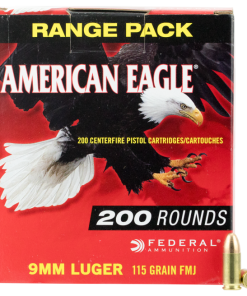 Federal American Eagle Competition Ammo Brass 9mm 200-Rounds 115 Grain FMJ