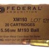 FEDERAL XM 5.56X45MM NATO 55 GRAIN FMJBT 100 ROUNDS PER BOX - XM193BK