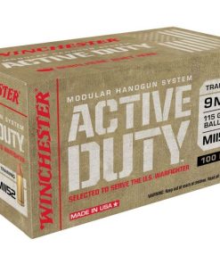 Winchester Ammunition Active Duty Handgun Ammo Brass 9mm 500-Rounds 115 Grain FMJ Flat Nose