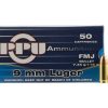 PPU Handgun 9mm Luger 115gr. FMJ Brass 9mm 50Rds