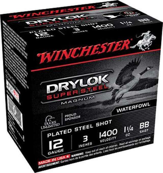 WINCHESTER AMMO XSV123BBC DRYLOCK SUPER STEEL MAGNUM 12 GAUGE 3" 1 1/4 OZ BB SHOT - CASE