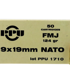 PPU Mil-Spec Brass 9mm 124-Grain 50-Rounds FMJ